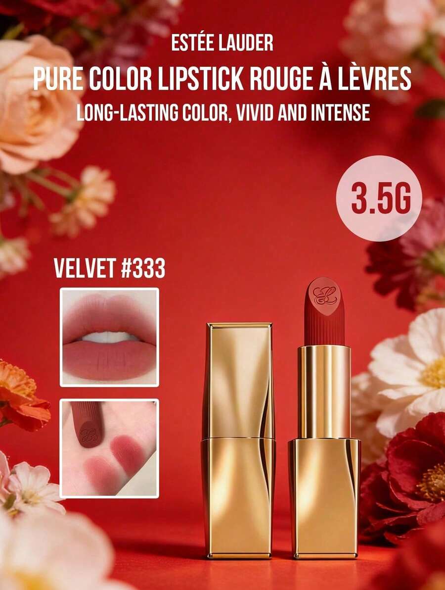 Estée Lauder Estee Lauder Pure Color Matte Lipstick #333 (Full-size 3.5g Mini-size 2.8g )Velvet – Long-Lasting, Vivid & Intense Color, Melts on Lips Like Mist, Light weight Velvety Texture, Moisturizing MattValentine, Luxing Mist, Light weight Velvety Texture, Moisturizing MattValentine, Luxing, Valentine Day, Luxing, Valentine Day, Luxings Matt” Anniversary, Women & Beauty Lovers,Perfect for Date Night & Daily Wear,Easy to Apply for Makeup Beginners - 絲絨#333 - 查看 1