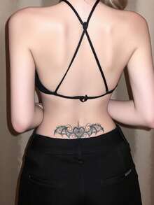 3片装腰部纹身贴纸，仿真临时纹身，半永久纹身，Y2K魅魔情侣性感游戏图案，防水防汗，可持续1-2周，逼真草本汁液效果，防摩擦，不反光黑色，男女通用，可用于手臂、胸部、腿部、腹部、腰部、手指、颈部、脊柱等部位，现代主义人体艺术 - 黑色 - 查看 3