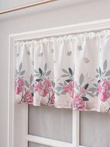 1pc Minimalist Floral Print Curtain, Farmhouse Style Coffee Shade, Short Partition Curtain, Window Door Decor - Multicolor - View 9