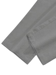 1 Conjunto de ropa de verano holgada y ligera para hombre: Camisa de manga larga con botones y cuello, color azul claro + Pantalones de pierna recta (Nota: La tela de lino puede arrugarse fácilmente y tener una ligera transparencia, por favor considérelo antes de comprar. Consulte la tabla de tallas en los detalles) - Gris Claro - Ver 7