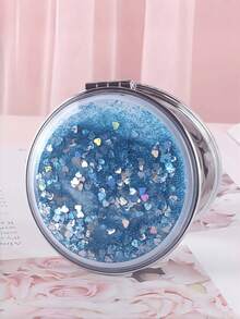 1pc Cute Student Double-Sided Magnifying Makeup Mirror, Portable Folding Compact Mirror With Dreamlike Glitter, Suitable For Girls - Multicolor - View 11
