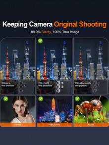 1片装 - 适用于三星 Galaxy S26 Ultra/S25/S25 Plus/S25 Edge/S24 Ultra/S24/S24 Plus/S23/A55/A54 的摄像头钢化玻璃保护膜 - 超薄手机壳，9H 防爆钢化玻璃，铝合金圆形摄像头屏幕保护膜配件，黑色钻石设计 - 黑色 - 查看 4