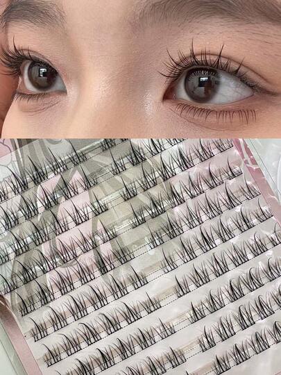 120 Pieces Of Natural-Looking Three-Segment Segmented False Eyelashes, Suitable For Beginners, Beginner-Friendly, Eyelash Clusters, Single-Piece False Eyelashes, False Eyelashes