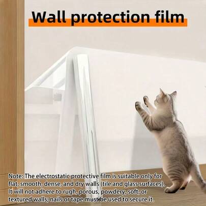 1卷 - 猫抓保护膜，透明家具保护膜，防刮保护膜，粘性防刮保护膜，透明，适用于家具、沙发、墙壁、门等的防刮膜，家具保护，沙发保护防刮胶带