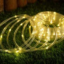 Multi-Color Changing Solar LED Light Tube, Flexible Solar Powered String Lights, 8 Modes IPX4 Waterproof Auto Sensor, Suitable For Christmas, Halloween, Outdoor Garden Party Decor - Warm white light - View 6