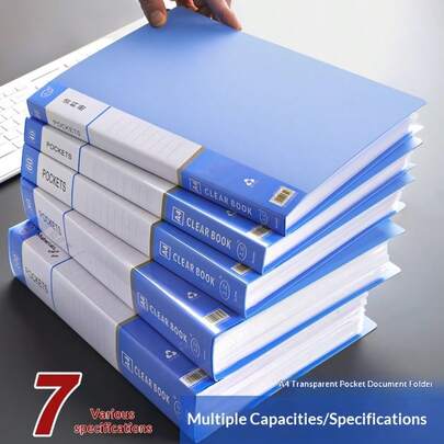 دفتر أوراق فضفاض سميك بحجم A4، خيارات 20/60/100 صفحة، حامل مستندات شفاف، تخزين ملفات المكتب، حافظ لأوراق الاختبار/الشهادات للطلاب، هدية عملية للأعمال/المناسبات