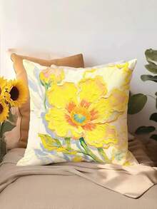 4 件柠檬树图案抱枕套，45 厘米 * 45 厘米单面印花，家居装饰沙发腰垫套，夏季假日风格（不含填充物） - 藍色 - 查看 9