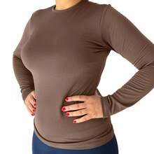 Women's Thermal Plush Long Sleeve Second Skin Winter Blouse - Hạt phỉ - Xem 8