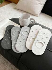 5双装女士夏季薄款透气蝴蝶结船袜，女士隐形袜，简约百搭，适合外出和居家穿着 - 彩色 - 查看 7