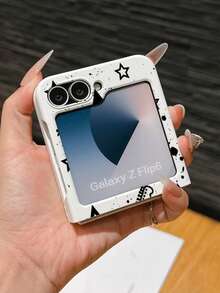 1个时尚简约亲肤PC材质可爱简约线条乐器吉他星元素折叠手机壳，可保护手机并防止跌落，适用于：三星Galaxy Zflip 3/Zflip 4/Zflip 5/Zflip 6/Zflip 7/ Find N3 Flip/ Razr 50 Ultra/ Razr 60 Ultra/ Razr 60/ Razr 50/小米MIX Flip/Galaxy Z Flip7 FE - 白色 - 查看 4