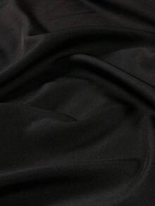1pc Black Solid Polyester Fabric, Sold By The Meter - Black - View 1