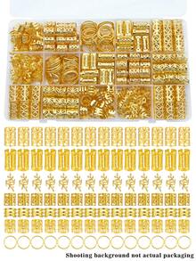 70pcs Adjustable Metal Hair Beads Rings, Suitable For Braids, Hair Accessories, Claw Clips - Gold - View 2