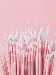 100片/包一次性微型睫毛卸妆湿巾，睫毛清洁刷，纳米清洁棉签，用于卸妆、眼线、睫毛嫁接清洁 - 彩色 - 查看 3