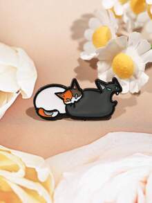 1pc Cute Cartoon Animal Brooch, Adorable 2 Cats Metal Badge Decoration For Student Uniform, Backpack - Multicolor - View 8