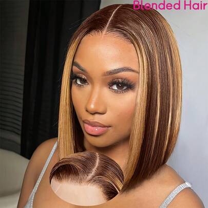 4"X4" Ear To Ear Straight Lace Front Wig, 8-34 Inches, 200% Density Transparent Lace Front Wig With Baby Hair, High Density Brazilian Virgin Human Hair Blend Wig Suitable For Women