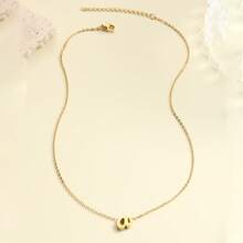 1pc Minimalist Stainless Steel 26 Initial Letter Necklace Pendant, Suitable For Commuting And Daily Wear - Yellow Gold - View 4