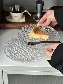 1个/2个装透明编织玻璃盘，高品质甜点、水果、小吃盘，适用于咖啡馆、家庭、餐厅、派对、舞会、办公室等场合。 - 彩色 - 查看 6