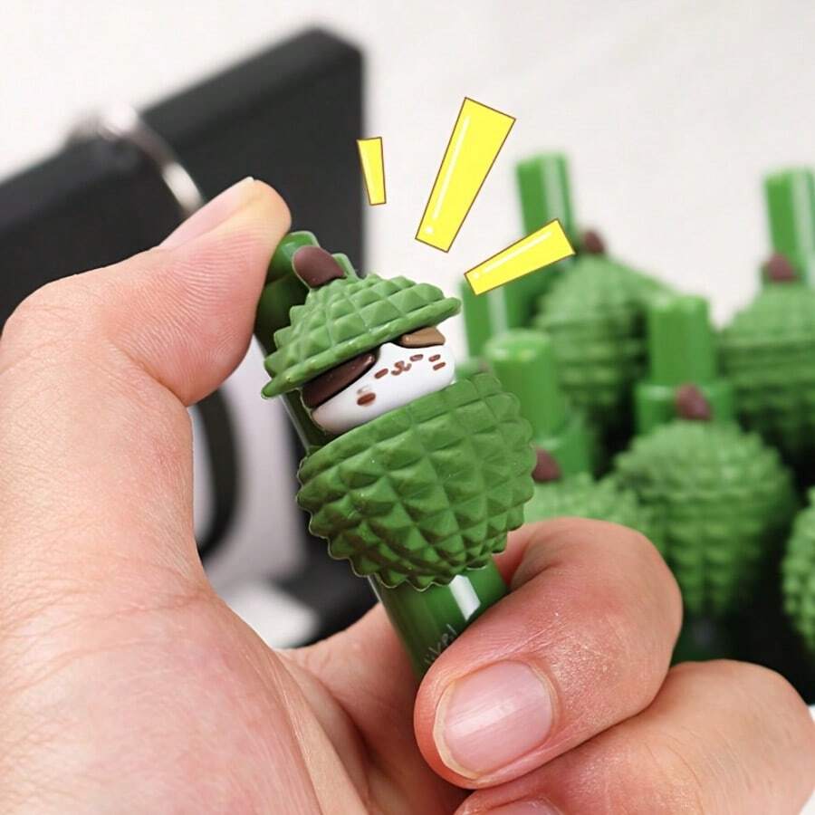 Bộ 3/5 bút bi hình sầu riêng, bút bi rút dễ thương với hình sầu riêng và mèo con, bút bi mềm mại dành cho học sinh và nữ sinh.