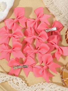 10个柔和大地色系缎带发夹，淡奶油色蝴蝶结发卡，适合日常佩戴和上学场合 - 混合色 - 查看 12