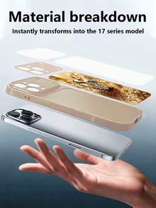 1pc New Luxury Sparkling Crystal Rhinestone Gold Apple Pattern Deluxe Large Window Tempered Glass Camera Lens Protection Phone Case Compatible With IPhone 17/17Pro/17ProMax/17Air/16/16Pro/16ProMax/16Plus/15/15Plus/15Pro/15ProMax/14/14Plus/14Pro/14ProMax/13/13Pro/13ProMax/12/12Pro/12ProMax/11/11ProMax, Matte Anti-Fall, Full Coverage Metal Paint Premium Protection Cover - Multicolor - View 8