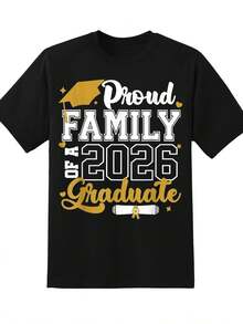 Proud Family Of A 2026 Graduate Graduation Shirt For Parents And Relatives Celebrating College High School Or University Graduation 2026 Graduation Party Gift For Family Members,220g - 黑色 - 查看 3