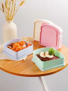 1pc/4pcs Sandwich Box Container, Reusable Bento Box, Toast-Shaped Lunch Box With Lid, Can Hold Salad, Fruit And Vegetables, Bread, Snacks, Suitable For Office, School, Picnic, Camping, Party, Etc., Perfect As A Gift For Family And Friends - View 6