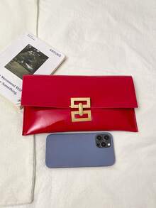 Tas Clutch Wanita Minimalis Kasual Modis 2026, Dompet Amplop Retro Warna Solid Baru, Tas Tangan - Merah - View 7