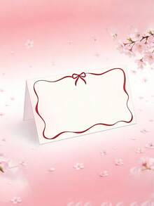 50 tấm thiệp ghi tên trống viền răng cưa, nơ đỏ, thích hợp cho tiệc chiêu đãi, đám cưới, tiệc mừng em bé, tiệc sinh nhật và các dịp khác. - Nhiều màu - Xem 1