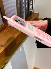 1pc New Fashionable Creative Big Phone Silicone Case, Pink Girly Style, Suitable For IPhone 17 Pro Max/16 Pro Max/16 Pro/15 Pro Max/14 Pro Max/13 Pro Max, Unique Personalized Phone Protective Cover - Pink - View 2