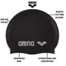 Arena Classic Unisex Soft Silicone Swim Cap For Women And Men Intensive Training Comfortable Non-Slip Long Hair Swimming Hat - Sky Blue/White - View 3