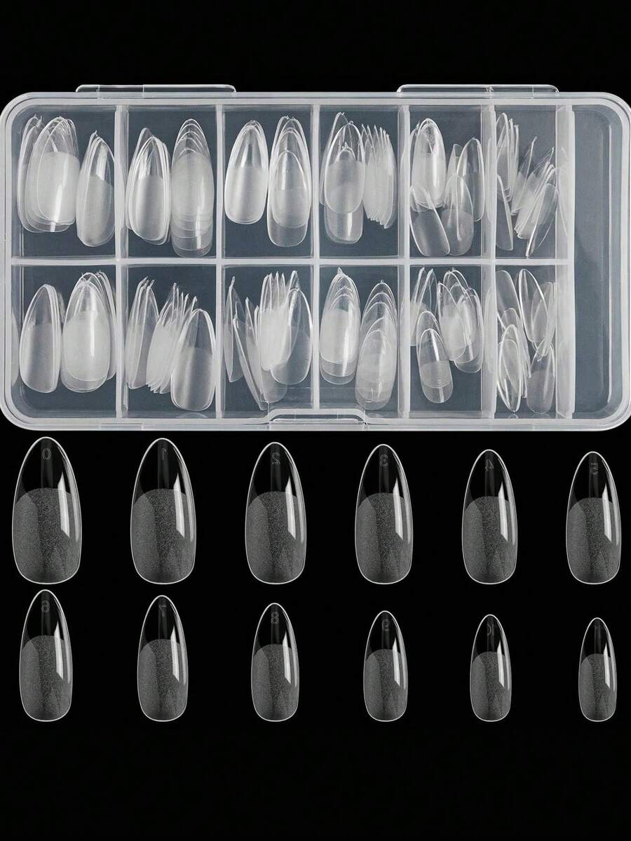 120 móng giả tròn trong suốt, cỡ trung bình, 12 kích cỡ, phù hợp cho tiệm nail và tự làm tại nhà.