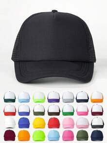 1顶纯色网眼棒球帽，可调节户外防晒休闲帽，适合春秋季旅行、海滩、Y2K风格、夏季、假日佩戴 - 棒球帽 - 查看 16