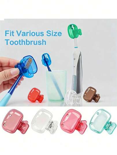 1支/2支/5支装家用牙刷收纳盒，便携式旅行牙刷防尘盖收纳盒，便携式牙刷头保护夹，牙刷收纳夹旅行必备牙刷保护套，家居浴室装饰返校必备