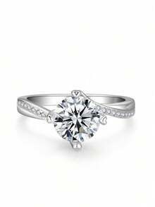 Nhẫn Moissanite bạc S925, quà tặng cầu hôn, kỷ niệm, ngày Valentine, nhẹ nhàng, sang trọng, đa năng, phù hợp đeo hàng ngày cho nữ. - trắng - Xem 12