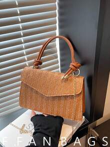 New Arrival High-Quality Vacation Style Chain Shoulder Bag, Korean Fashion Crossbody Handbag - Brown - View 1