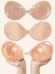 3厘米厚隐形胸贴，无肩带露背设计，适合小胸，可重复使用，丰胸贴 - 杏色 - 查看 2