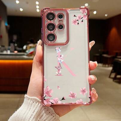 1个全新粉色花朵气囊防摔/加厚透明TPU保护壳，适用于Galaxy S25 Plus/Galaxy S25 Ultra/Galaxy Note20/Galaxy A52 5G/Galaxy S23 Ultra/Galaxy S22/13C 4G//Galaxy A35/Galaxy,SAM/Honor/Note13pro/S23 Ultra/S24 Ultra/S25/A56保护套
