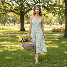 15 Wicker Picnic Basket With Lid & Handle, Sturdy Natural Woven Basket With Washable, Easter, Mother's Day, Outdoor Camping - Solid - View 7