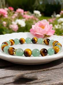 Vòng tay thịnh vượng, Vòng tay đá mắt hổ và đá aventurine xanh, Vòng tay may mắn, Vòng tay bảo vệ tài lộc, Quà tặng - Nhiều màu - Xem 3