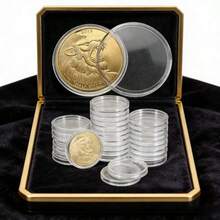 耐用透明硬币收藏盒，密封防潮防氧化，高透明度塑料硬币保护盒，月牙形开口设计，方便取用 - 透明色 - 查看 9