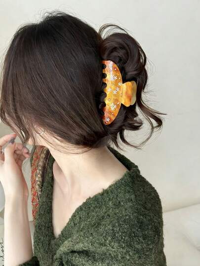 1 chiếc kẹp tóc hình hoa pha lê thanh lịch, kiểu vẽ màu sắc rực rỡ, phù hợp cho các dịp thường ngày, lễ hội, tiệc tùng, búi tóc hoặc kiểu tóc buộc nửa đầu.