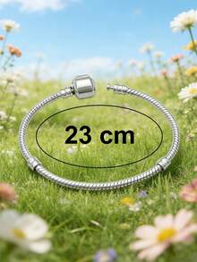 1pc Fashionable Snake Chain Beaded Bracelet, Suitable For Daily Wear For Women - Silver - View 16