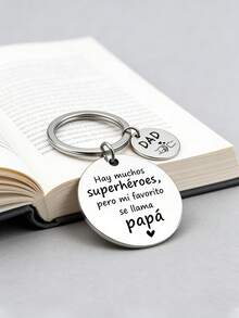 Personalized Keychain For Dad - Engraved With Spanish Text "You Will Always Be My Hero", Father's Day Gift, Hero Dad Keychain - Multicolor - View 1