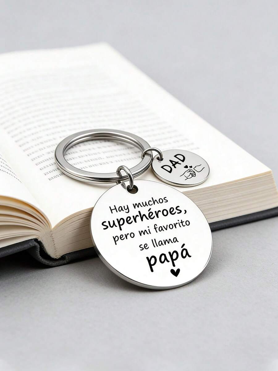 Personalized Keychain For Dad - Engraved With Spanish Text "You Will Always Be My Hero", Father's Day Gift, Hero Dad Keychain - Multicolor - View 1