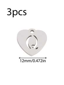 3个/套 心形吊坠 不锈钢英文字母吊坠 A-Z 字母饰品，适用于手工手链、耳环等珠宝制作 - 吊墜 - 查看 23