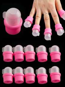 5Pcs Nail Soak Cap Clip, Wearable UV Gel Nail Polish Remover Wrap, Detachable Nail Art Tips Soaking Tool For Fingernail Dead Skin Removal, Manicure Salon & Home Use - Multicolor - View 4