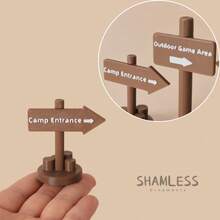 SHAMLESS 1:12 Scale Outdoor Camping Game Road Sign Model, Campsite Entrance/Outdoor Game Area Directional Arrow Sign Pole, Suitable For Dollhouse Outdoor Scene, Mini Camping Decor, DIY Micro Landscape Props - Direction Arrow Post_1pc - View 5
