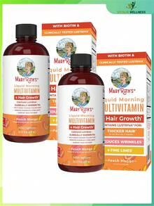 Liquid Multivitamin For Women  |10,000mcg Biotin, B-Complex, Vitamin D3 & C | Hair Growth, Skin Texture & Fine Line Support | Peach Mango Flavor | Sugar-Free, Vegan | 15.22 Fl Oz - 2 - 查看 1