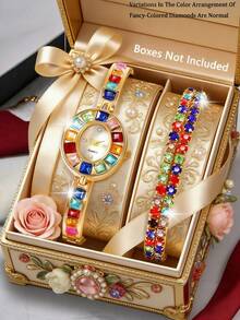 1 件极简主义小表盘石英手链手表，轻巧钢表带，时尚优雅（仅手表，无包装） - 金色 - 查看 9