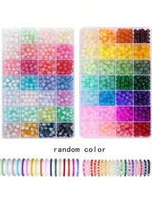 420pcs 8mm Snowflake Crackle Glass Beads Jewelry Making Kit, Suitable For DIY Earrings, Friendship Bracelets, Necklaces And Other Jewelry, Daily Wear Gift Beading Set (Random Color) - Snowflake Crack - View 13